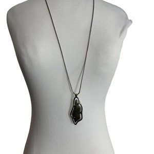 Howards Long 32" Silver Tone Snake Chain Pendant Necklace Brutalist New